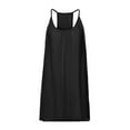 thumbnail image 3 of SMihono Women's Summer Chiffon Beach Short Dress Spaghetti Strap Back Howllow Out Smocked Pastel Maternity Trendy Plus Size Sleeveless Prom Dress Solid Sundress Sling Crew Neck Babydoll Black XL, 3 of 5