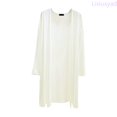 thumbnail image 2 of Lixiuxyad Lightweight Cardigan For Women, Long Sleeve Open Front Cover Up Soft Loose Knit Sweater,White, 2 of 5