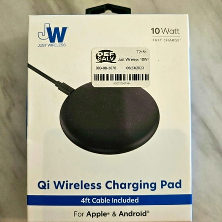 Wireless Charging Pad 10W Qi 4 TPU Charging Cable Just Wireless Black