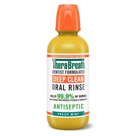 TheraBreath Deep Clean Mouthwash, Alcohol Free, Antiseptic Benefits, Fresh Mint, 16 fl oz