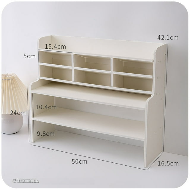 Dual-Layer 50cm Desktop Organizer with 8mm Thickness - Multi-Purpose Storage for Cosmetics, Books, Office Supplies - Dustproof & Moistureproof Plastic Design - Easy Desktop Installation -