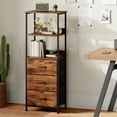 thumbnail image 4 of Eunos 6 Tier Bookshelf with Drawers, 3 Removable Drawer Ladder Bookcase, Bedroom Study, Wood Grain Print, 4 of 7