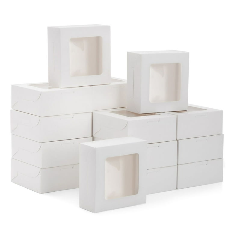 Bakery Boxes With Window 50pcs 6x6x3 Inches Cookie Boxes Mini Cake Boxes Past