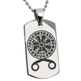 thumbnail image 1 of Stainless Steel Binding Vegvisir Troll Cross Runic Viking Engraved Dog Tag Pendant Necklace, 1 of 1