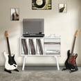 thumbnail image 4 of Record Player Stand with Vinyl Storage, Record Player Table Holds up to 220 Albums, Turntable Stand with Wood Legs for Living Room, 4 of 9