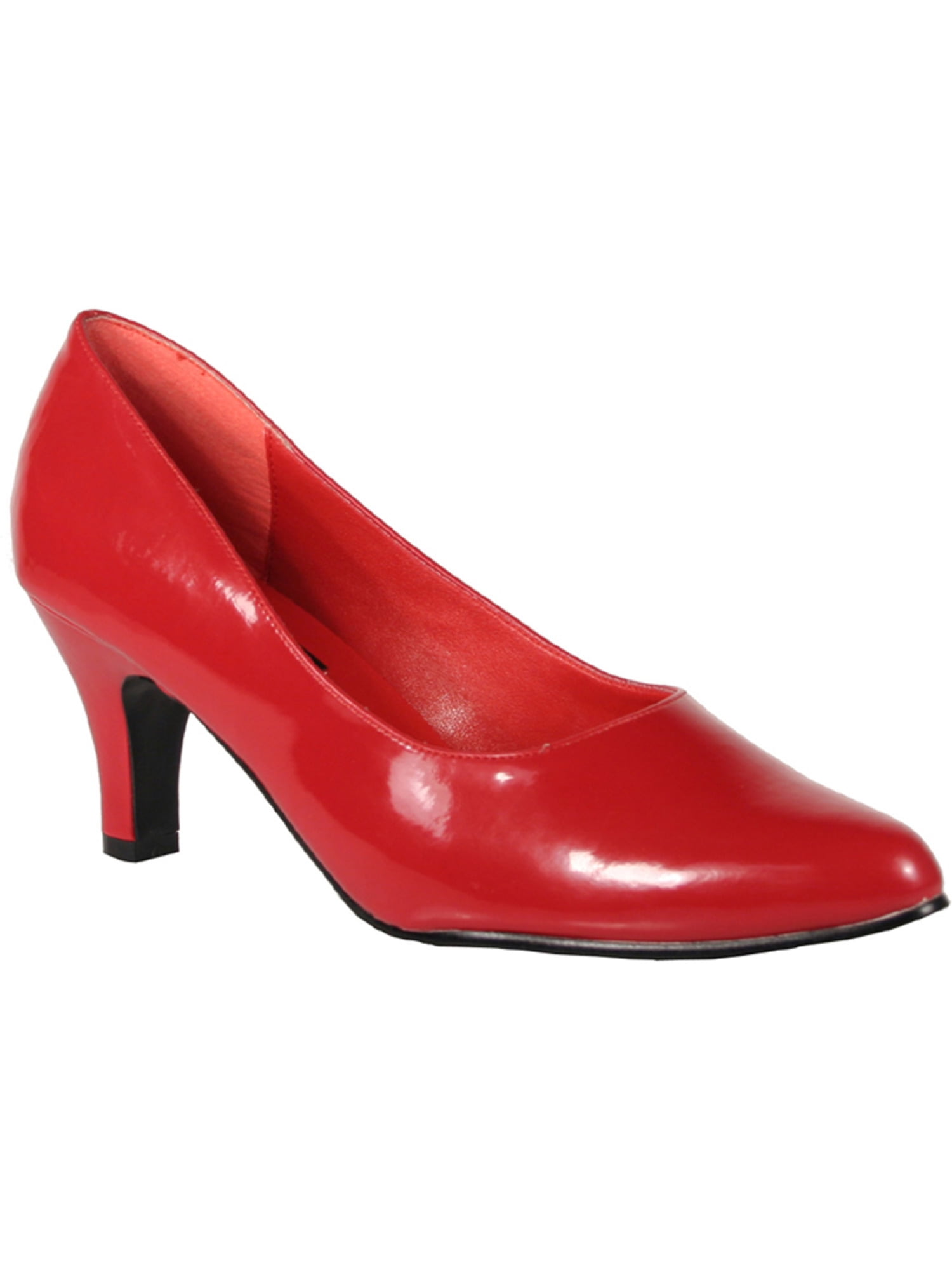 red patent mid heel shoes
