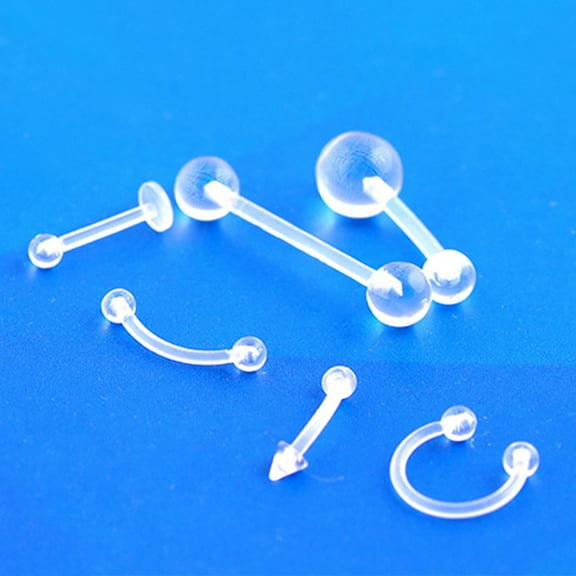 Xinyolin 6Pcs/Set Belly Ring Barbell, Eyebrow Lip Tongue Stud Nose Ring Body Piercing