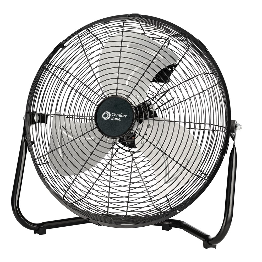 Comfort Zone 14" 3Speed HighVelocity Floor Fan, Black