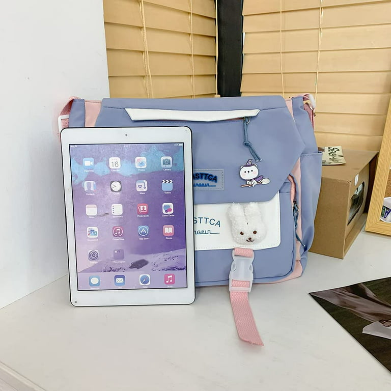 YAZI Cute Messenger Bag for Women Kawaii Shoulder Crossbody Bag with Kawaii  Accessories Aesthetic Tote Bag Cute Japanese Schoolbag 