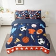 thumbnail image 2 of jejeloiu Baseball Basketball Rugby 7pcs Bedding Comforter Set,Ball Sport Game Queen Bedding Sets,Cartoon Baseball Stars Queen Sheet Sets For Boys Girls,Super Cozy Room Decor Reversible, 2 of 8