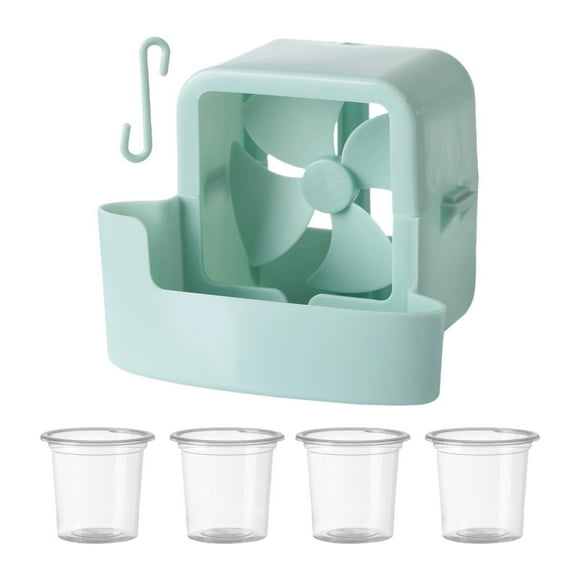 Ventilador de refrigeración portátil con ventilador de hielo, refrigeración silenciosa de verano con gancho, aires acondicionados que agregan cubitos Azul