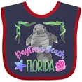 thumbnail image 3 of Inktastic Daytona Beach Florida Cute Swimming Manatee Boys or Girls Baby Bib, 3 of 4