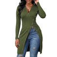 thumbnail image 1 of Women's Sexy Winter T-shirt High Split Thread Zipper T-shirt For Home Date Party Shopping, 1 of 5