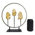 thumbnail image 5 of Golden See Hear Speak No Evil Monkeys In Peace Circle Ring Stand Decor Statue, 5 of 8