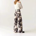 thumbnail image 3 of Women’s Cow Print Wide Leg Pants High Waist Straight Leg Casual Trousers with Pockets, 3 of 8