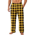 thumbnail image 2 of GrmtClth Mens Plush Warm Pajama Pants Fashion Flannel Fleece Soft Comfy Plaid Night Pants Fall Winter Thermal Cozy Pj Bottoms with Pockets Yellow S, 2 of 6