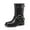 BLACK-1, variant on Women's Low Chunky Heel Mid Calf Boots Square Toe Motorcycle Buckle Riding Biker Boots
