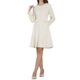 thumbnail image 2 of INSPIRE CHIC Women's A-Line Tweed Dress Long Sleeve Vintage Work Flare Dresses S Beige, 2 of 4