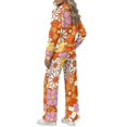 thumbnail image 3 of Retro Floral Print 2 Piece Outfits for Women Half Zip Stand Collar Sweatshirt Wide Leg Pants with Pockets Loose Fit Tracksuit Fall Travel Vacation Loungewear Set, 4XL, 3 of 9