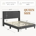 thumbnail image 3 of Yaheetech Velvet Upholstered Bed Frame with Charging Outlets & USB Ports, Queen, Dark Gray, 3 of 6