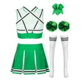 thumbnail image 4 of vastwit Womens Cheerleading Sleveeless Crop Tops with Mini Pleated Skirt Accessories Green XL, 4 of 5