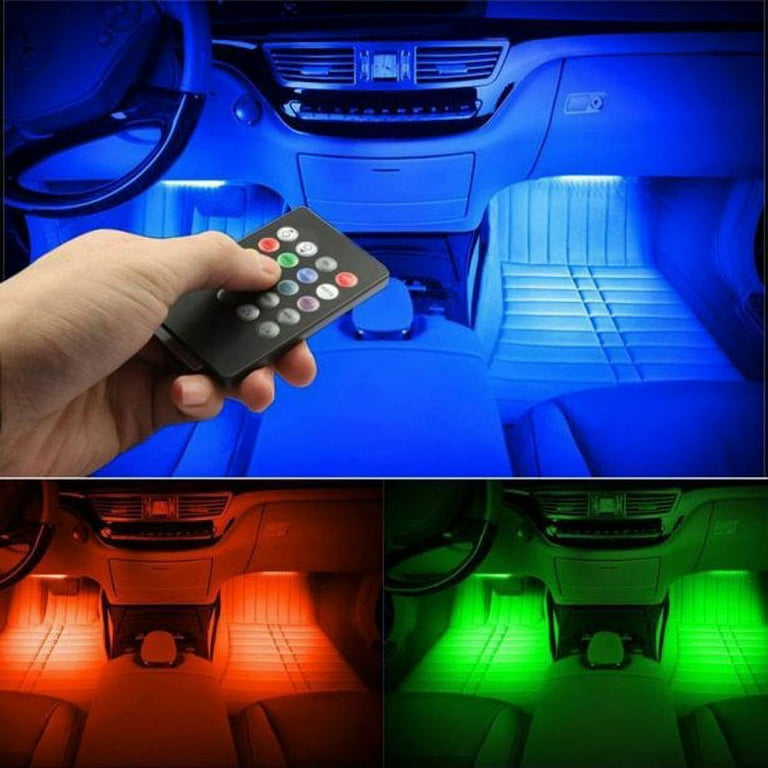 LED Lights for Car RGB Car Interior 4 Pcs 48 Led Strip Light With USB Port  Remote Control