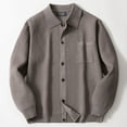 thumbnail image 4 of Button-Down Cardigan Sweaters for Men with Pocket Long Sleeve Collared Coats Mens Casual Solid Color Warm Knitted Work School Outerwear Sweater, 4 of 8