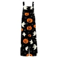 thumbnail image 4 of Women's Halloween Costume Jumpsuit Loose Fit Wide Leg Romper Overalls with Pockets, Happy Halloween Fall Harvest Festival Party Outfit 3XL, 4 of 5