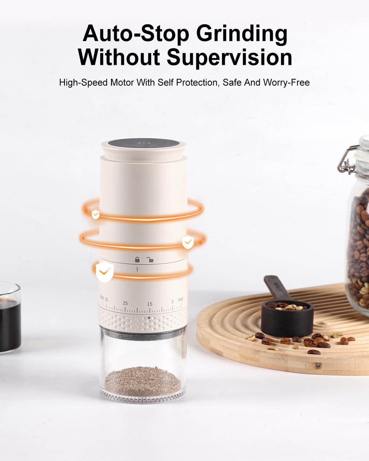 Portable Electric 420 Stainless Steel Burr Coffee Grinder, Rechargeable Espresso Grinder with 38 Adjustable Grind Settings
