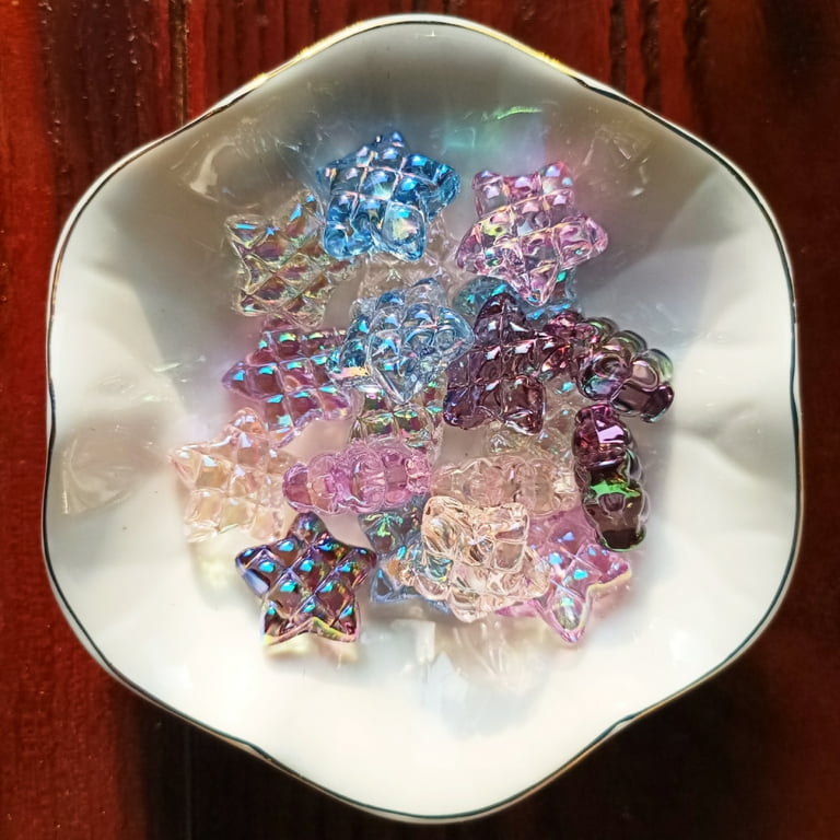 Feildoo 20 Pcs Acrylic Star Beads, Five Pointed Beads UV Plating