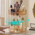 thumbnail image 3 of 360° Rotating Cosmetic Storage Organizer, Multi-Functional for Brushes, Lipstick, Skin Care & Stationery, Durable Odorless Striped Desktop Box, 3 of 7