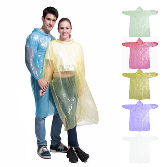 Disposable Rain Ponchos Family Pack for Adults - Emergency Rain Ponchos for Women and Men