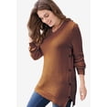 thumbnail image 2 of Woman Within Plus Size Side Button V-Neck Waffle Knit Sweater, 2 of 5
