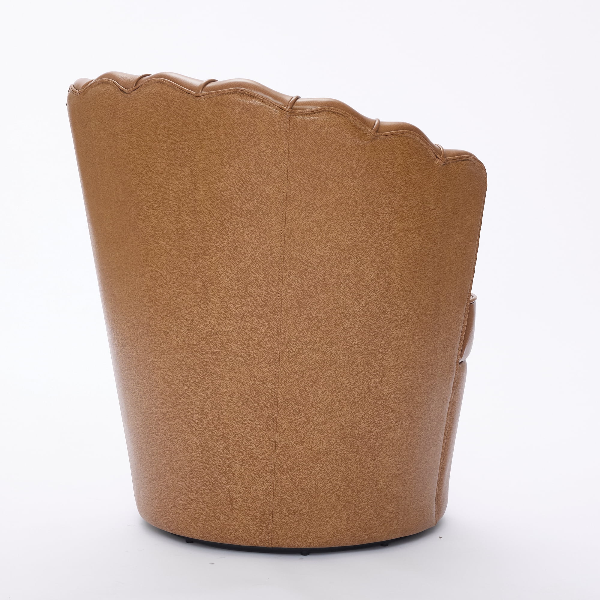 Noble House Genuine Top-Grain Leather Swivel Chair, 360° Spin with Metal Base for Home Office, Light Brown