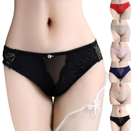 Underwear Women Mesh See-Through Lace Breathable Panties Low Waist Sexy Transparent New Lingerie Seamless Briefs Tanga Thong Khaki M YIWEI