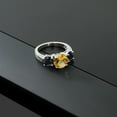 thumbnail image 4 of Gem Stone King 925 Sterling Silver Yellow Citrine and Black Sapphire Engagement Ring for Women | 3.80 Cttw | Round 8MM | Gemstone November Birthstone | Size 7, 4 of 4