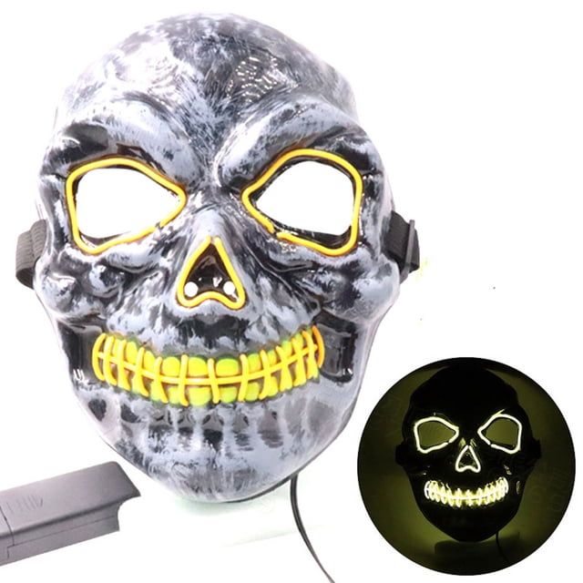 Disfraz de cosplay de Halloween con luz LED de Mask Scary Skeleton