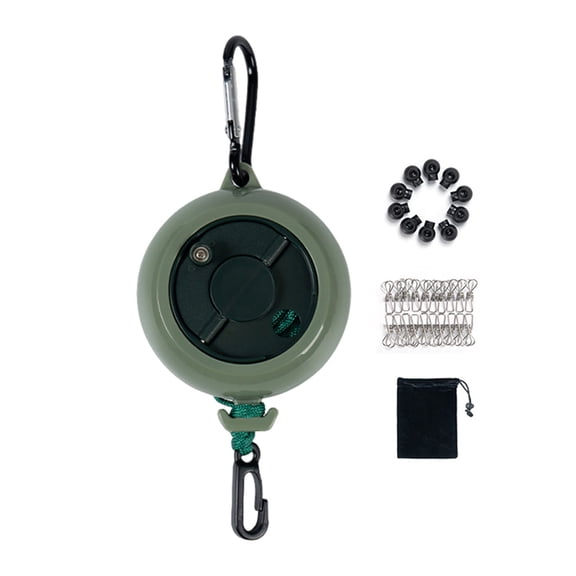 OIUR 10M Portable Retractable Clothesline with Buckles Clips Heavy Duty Retracting Laundry Rope Bathroom Laundry Room Indoor Outdoor Camping Travel Clothes Drying Line
