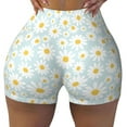 thumbnail image 2 of Daiia Daisies Flowers Pattern Women's Workout Shorts Biker Shorts - High Waisted Workout Spandex Tummy Control Gym Running Yoga Shorts-Medium, 2 of 8