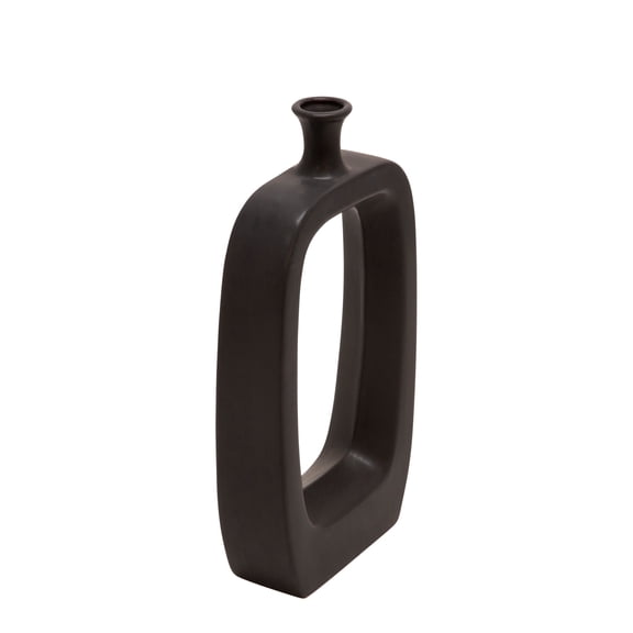 Sagebrook Home Ceramic 18" Vase with Cut-out, Black