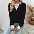 thumbnail image 6 of Women's Casual Loose Colorblock Round Neck Long Sleeve Twisted Stripe Sweatshirt, Stylish Fall Winter Fashion with Soft Material and Unique Design for Daily Wear,Black,2XL, 6 of 8