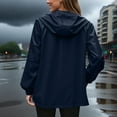 thumbnail image 6 of Loose Outerwear for Women New Rain Jacket Women Lightweight Waterproof Raincoats Packable Travel Hiking Hooded Windbreaker with Pockets Navy 4XL, 6 of 7