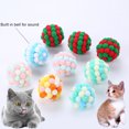 thumbnail image 1 of Flmtop Pet Cats Dogs Color Block Plush Bell Ball Claws Grinding Bite-resistant Chew Toy Pink Blue, 1 of 9