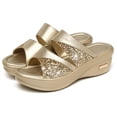 thumbnail image 5 of Anuirheih Women's Open Toe Comfortable Slide Sandals with Arch Support Wedges Beach Shoes(Gold), 5 of 7