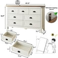 thumbnail image 2 of Farmhouse White Dresser for Bedroom, Wide Wood Dressers & Chests of Drawers with Vintage Black Handle, 7 Drawer Dresser for Bedroom Hallway, Entryway, Antique White, 2 of 15
