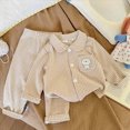 thumbnail image 2 of HFHAPW Kids Girls Pajamas Set Long Sleeve Button Down Pjs Sleepwear Loungewear 2 Piece Set for Daily,3-4 Y, 2 of 7