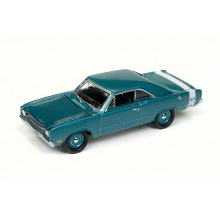 1969 Dodge Dart Swinger, Light Turquoise Poly/White - Round 2 JLMC011/24A - 1/64 Scale Diecast Model Toy