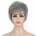 thumbnail image 4 of LHWEN Fashion Ladies Wig Silver Gray Short Straight Hair High Temperature Silk Headgear Wig Beauty Salon Straight Hair Fun Lace Wavy Curls Braided Hair Synthetic Hair bohon Perfect, 4 of 7