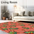 thumbnail image 2 of ODIKA 5'x7' Machine Washable Non-Slip Area Rug, Festive Cane Stripe Semi Circle With Leaf Motifs High Traffic Rug, Red, 612798, 2 of 7