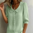 thumbnail image 4 of Kezqiaxn White Button Down Shirt Women Fashion Half Sleeve Collared Dressy Summer Tops Business Work Blouses, 4 of 9